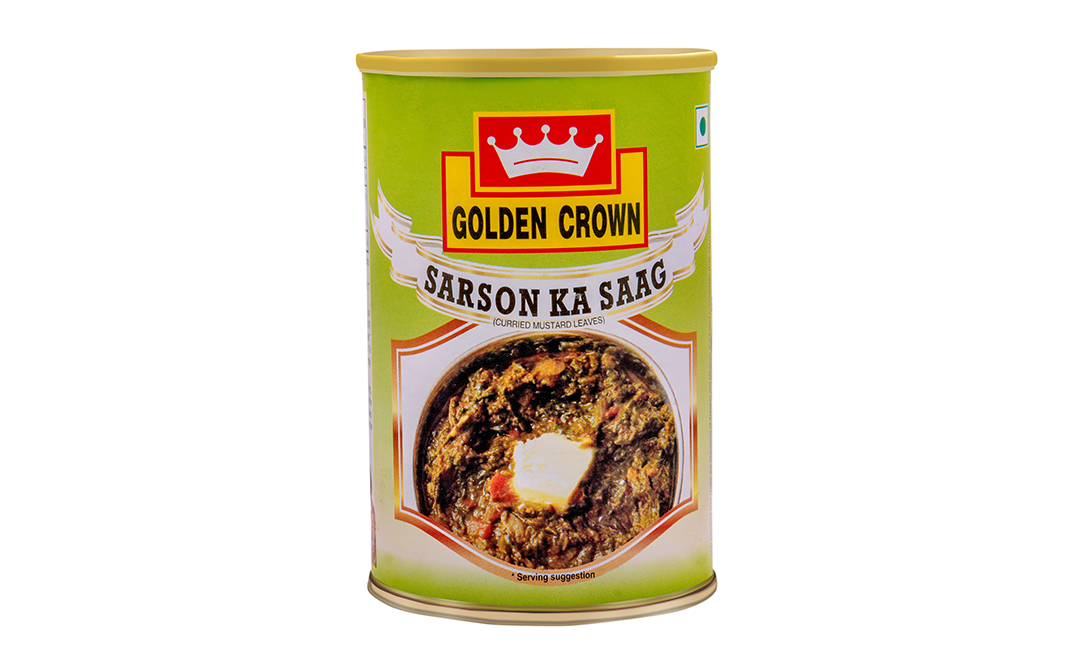 Golden Crown Sarson Ka Saag (Curried Mustard Leaves)   Tin  450 grams